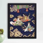 Experience the beauty of Japanese craftsmanship with this vintage embroidered Fukusa art print,placed on the wall