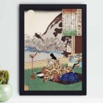 Kakinomoto no Hitomaro by Utagawa Kuniyoshi. Immerse yourself in the serenity of old Japan, hung on a grey background wall