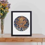 Experience the grandeur of the Ming Dynasty with this Chinese Imperial Prince badge art print,kept on a table