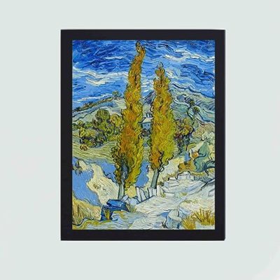 Van Gogh's "The Poplars at Saint-Rémy" with this vintage art print,mounted on the wall