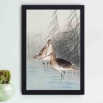 The beauty of nature with this Ohara Koson bar-tailed godwits art print,mounted on the wall