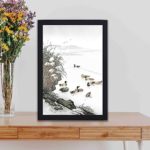 Discover the serene beauty of Ducks in the Water in this vintage art print by Ohara Koson.