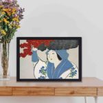 Add the beauty of Japanese aesthetics with this Kamisaka Sekka woman art print,kept on a table