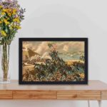 Timeless beauty of vintage art with our high-quality canvas prints,kept on a table