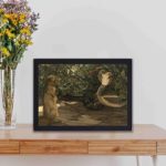 Join Rikki-tikki on his jungle adventures with this vintage art print,displayed on a table