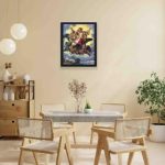 Our vintage art by Raphael's "Ezekiel's Vision",hung on a yellow background wall