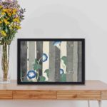 Experience the beauty of morning glories with this Kamisaka Sekka art print,displayed on a table