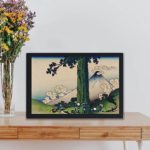 this stunning vintage art print of Mishima Pass by Katsushika Hokusai,placed on the wall