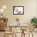 vibrant world of birds with this Numata Kashu parrot and Pyrus spectabilis art print,mounted on the wall