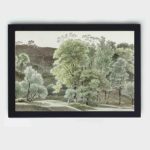 Beauty of Subiaco with this vintage tree landscape by Knip,framed and placed on the wall with black frame