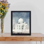 Taj Mahal with this stunning vintage art print by Marius Bauer,displayed on a table