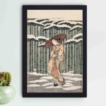 Discover the tranquility of a Japanese bamboo grove with this Suzuki Harunobu art print,framed and placed on the wall