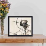 this stunning vintage art print of a warrior by Kono Bairei,placed on the table