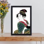 This stunning vintage art print of Naniwaya Okita by Utamaro Kitagawa,placed on the wall