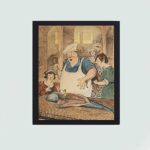 Experience the magic of Tom Thumb with this vintage art print,mounted on the wall with black frame