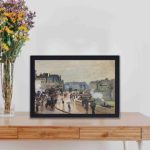 Discover the beauty of Paris with Claude Monet's "The Pont Neuf" art print,displayed on a table