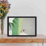 Experience the beauty of nature with this Kamisaka Sekka sparrow art print,kept on a table