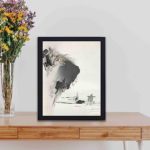 tranquility of the underwater world with this Kogyo Tsukioka turtle art print,Placed on a table