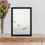 Enhance your decor with this stunning vintage art print of ants trail by Morimoto Toko,displayed on a table