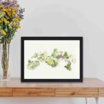 Intricate leaf study by Knip. Vintage botanical art print,kept on a table