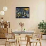 Vibrant energy of Van Gogh's "Les Arènes" with this vintage art print,mounted on the wall