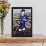 Discover the charm of Renoir's "Sailor Boy" portrait with this vintage art print,displayed on a table