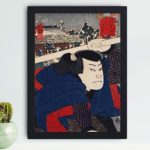 Discover the legendary tale of Miyamoto Musashi in this vintage art print by Utagawa Kuniyoshi,placed on the wall