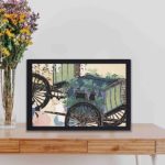 Discover the charm of old Japan with this Kamisaka Sekka "Wagon" vintage art print,kept on a table