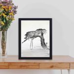 Experience the timeless beauty of an old pine tree in this vintage art print by Ogata Gekko,kept on a table