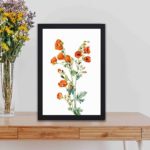 Scarlet Globe Mallow into your home with this stunning vintage art print by Mary Vaux Walcott,kept on a table