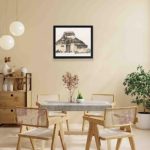 peaceful Japanese cottage with this vintage art print by Kono Bairei,placed on the wall