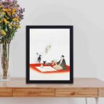 The magic of art with this "Painted figures come to life" print by Ogata Gekko,displayed on a table