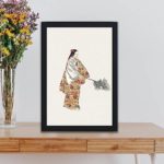 Immerse yourself in Japanese culture with our "Actor in the No Play Hanjo" print Placed on a table