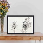 Experience the drama of Noh theater with this Kogyo Tsukioka "Utsubozaru" art print,displayed on a table