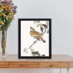 the beauty of an Eastern Waxwing in this vintage art print by Numata Kashu,placed on the wall