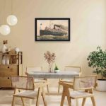 Set sail on a journey through time with this vintage City of Buffalo steamship art print,mounted on the wall