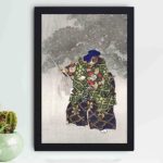 Experience the drama of Noh theater with this Kogyo Tsukioka "Eboshiori" art print,placed on the wall