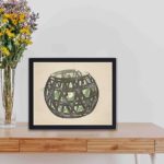 Discover the beauty of Japanese craftsmanship with this Kamisaka Sekka basket art print,kept on a table