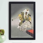 Experience the drama of Noh theater with this Kogyo Tsukioka "Kokaji" art print,placed on the wall