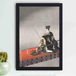 Experience the drama of Noh theater with this Kogyo Tsukioka art print,mounted on the wall