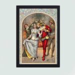 The nostalgia of Christmas with this vintage Prang's Christmas card print,mounted on the wall