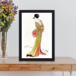 the beauty and grace of a Japanese woman in "Itsutomi" by Eishi Hosoda,placed on the wall