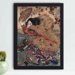 this captivating vintage art print of Kinhyoshi Yorin, the hero of the Suikoden,placed on the wall