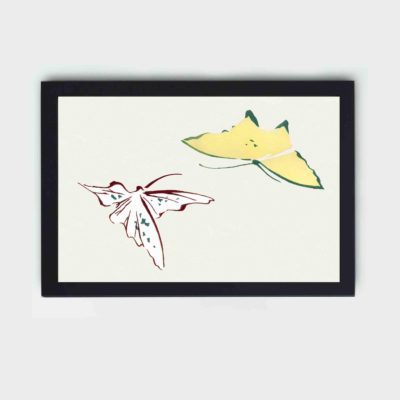 Fusion of tradition and modernity with this abstract Kamisaka Sekka butterfly print,placed on the wall