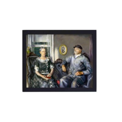 Our "Mr. and Mrs. Phillip Wase" print by George Bellows,mounted on the wall with black frame