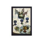 Vintage art print of Paul Gauguin's "Still Life with Three Puppies." mounted on the wall