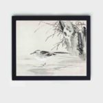 beauty of a Spotted Sandpiper in this vintage art print by Kono Bairei,placed on the wall