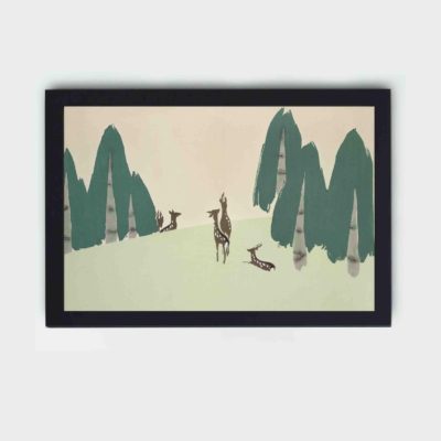 Experience the beauty of nature with this Kamisaka Sekka deer art print,placed on the wall