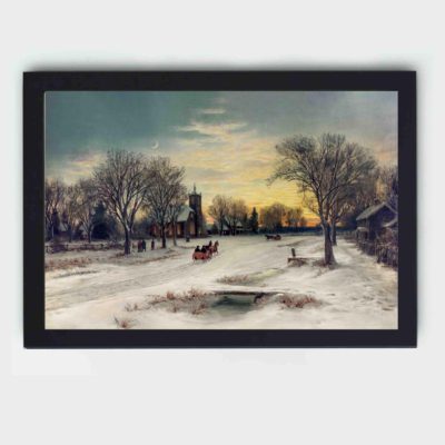 Enchantment of Christmas Eve with this vintage art print by W.C. Bauer,hung on the wall