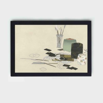 beauty in everyday objects with this Kamisaka Sekka art supplies print,framed and placed on the wall